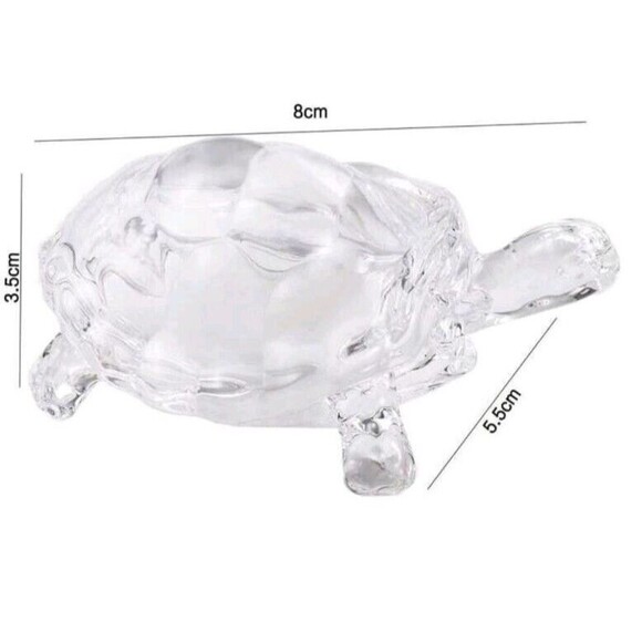 New Tortoise Crystal Glass Turtle Figurine Clear Feng Shui Peace - Picture 7 of 7